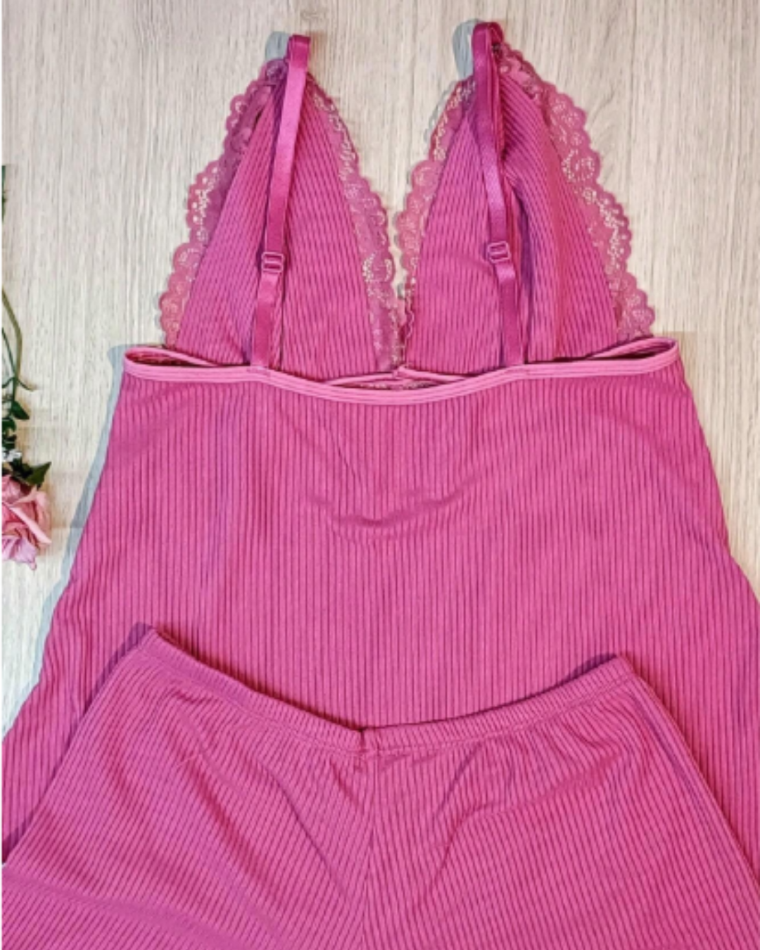 Baby Doll Canelado Renda Conforto Yasmin