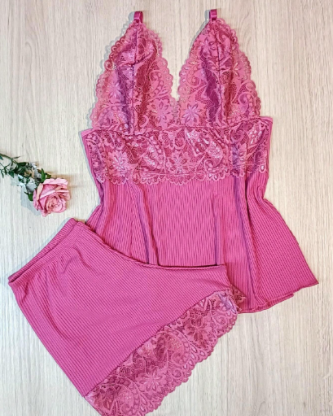 Baby Doll Canelado Renda Conforto Yasmin