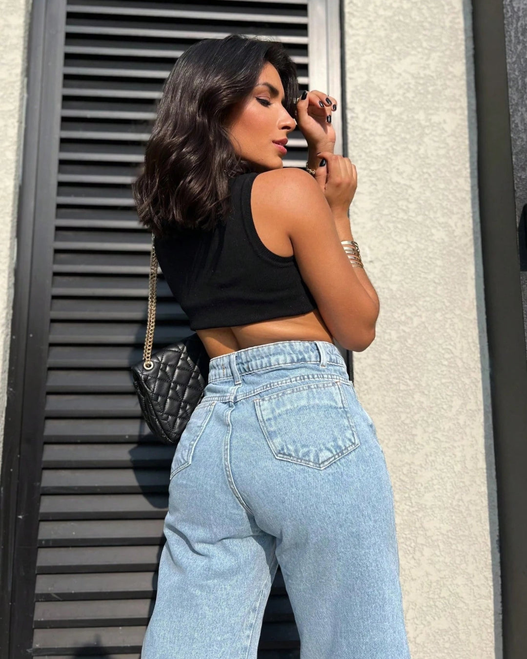 Bermuda Feminina Jeans Ate o Joelho Cintura Alta Casual