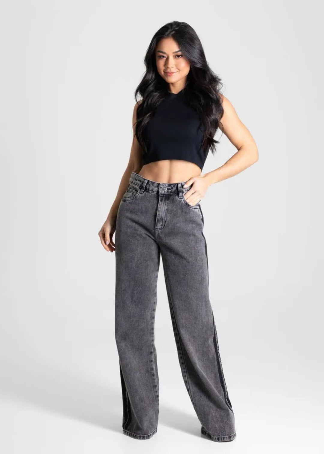 Calça Jeans Cintura Alta Wide Leg - Sawary Jeans