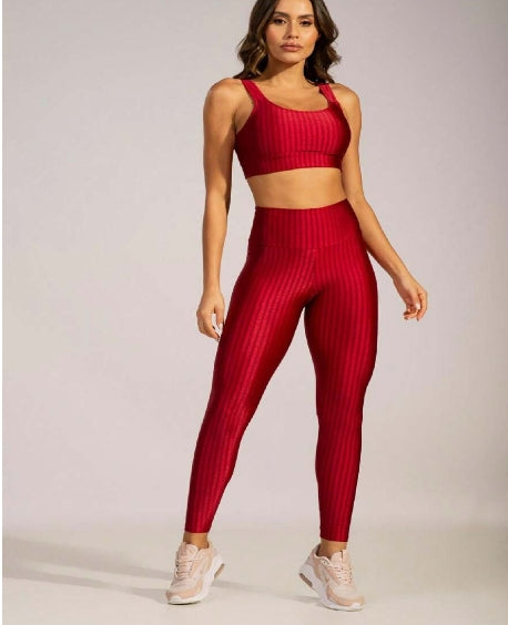 Conjunto Fitness Feminino New Feme com Top Bojo Removível e Legging Cintura Alta
