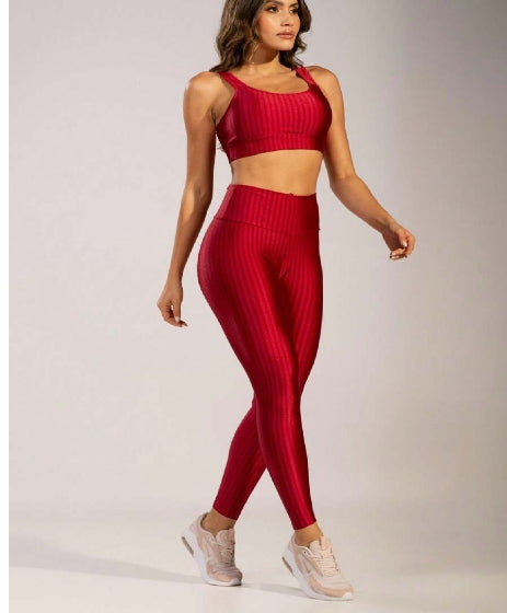 Conjunto Fitness Feminino New Feme com Top Bojo Removível e Legging Cintura Alta
