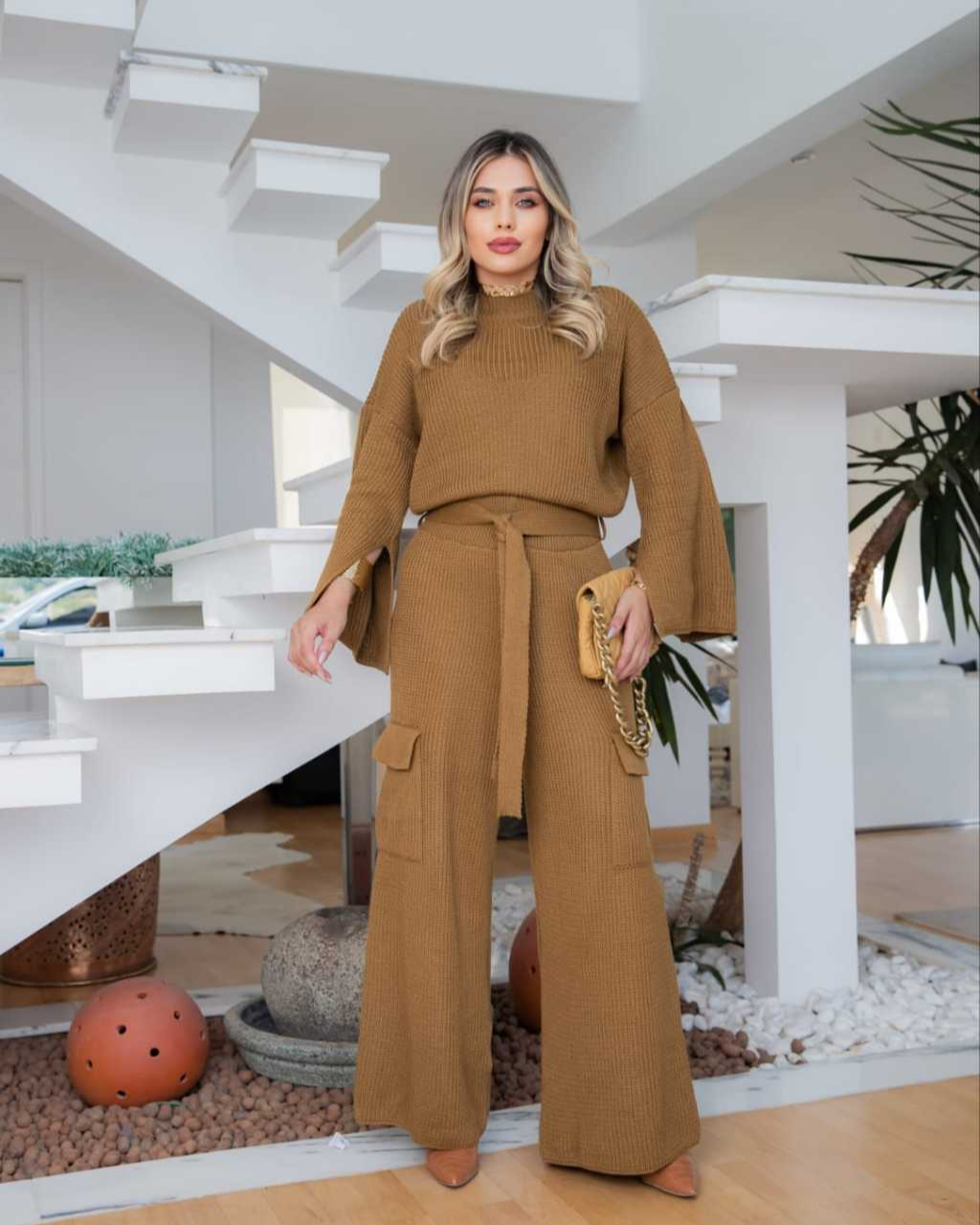 Conjunto Feminino Tricot Ponto Fang