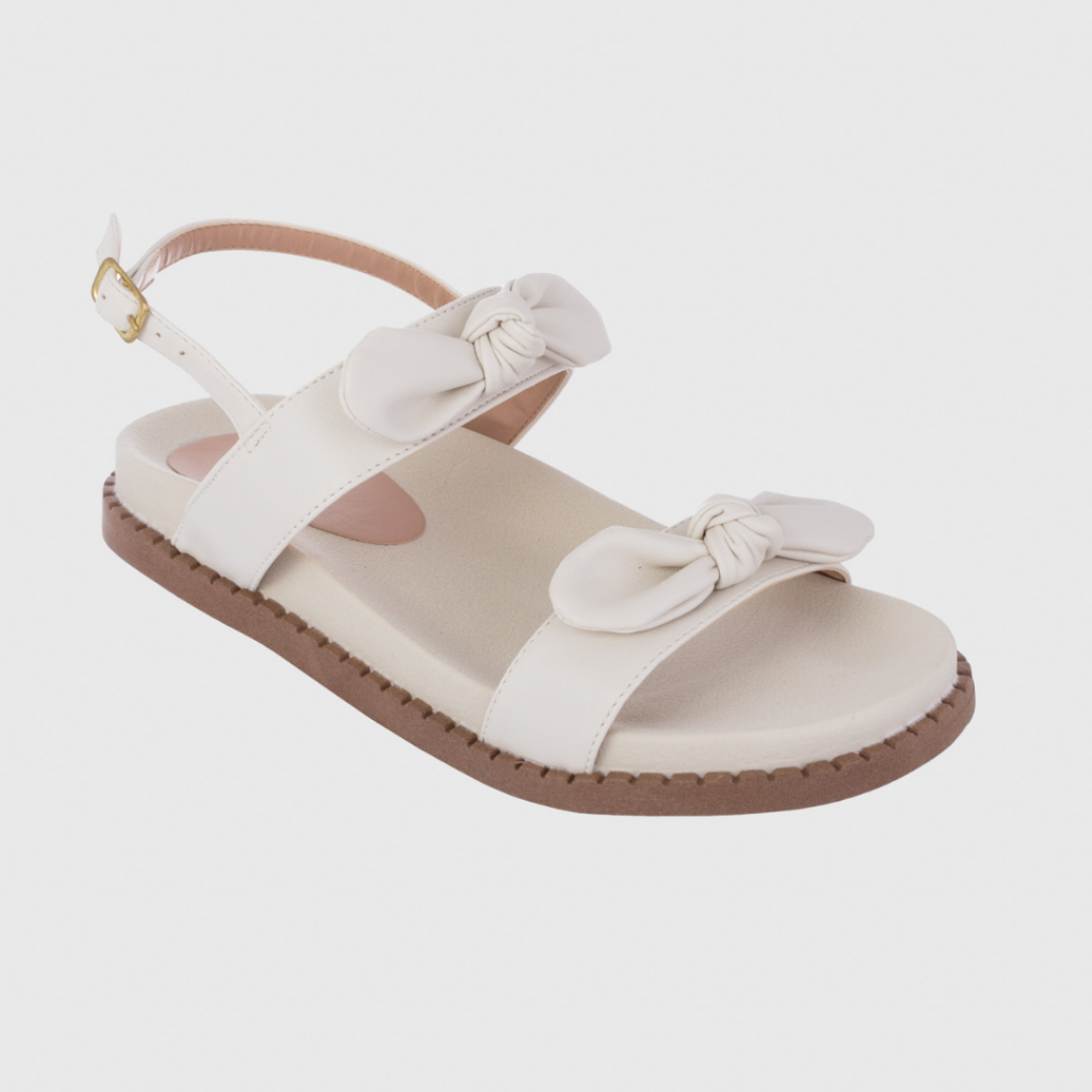 Papete Feminina Sandália 2 Laços Off White