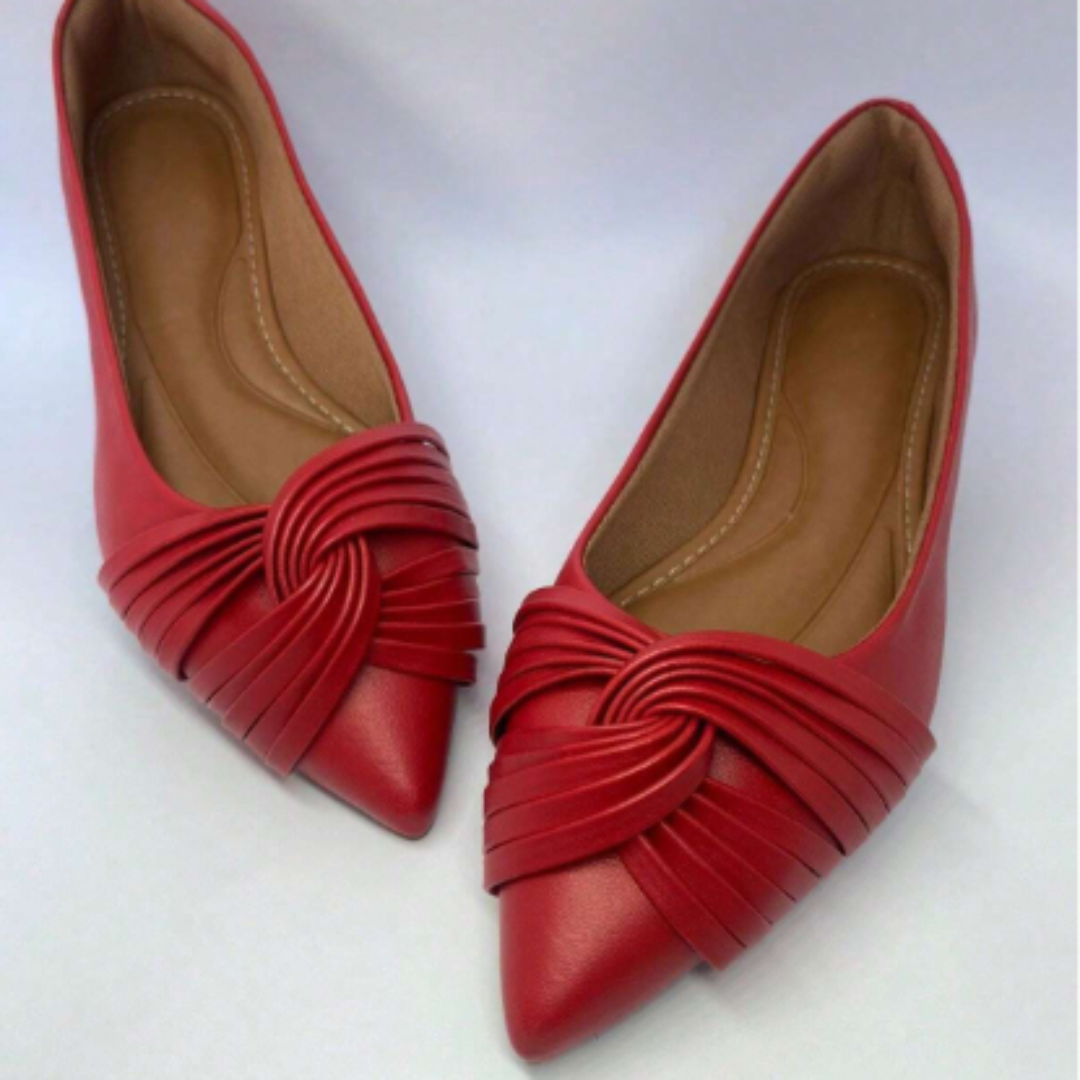 Sapatilha Feminina Bico Fino Palmilha Confort Vermelho
