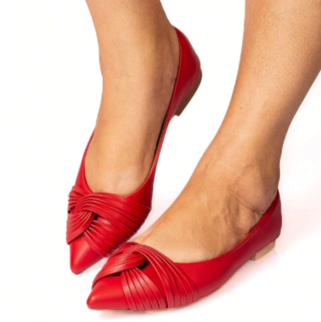 Sapatilha Feminina Bico Fino Palmilha Confort Vermelho