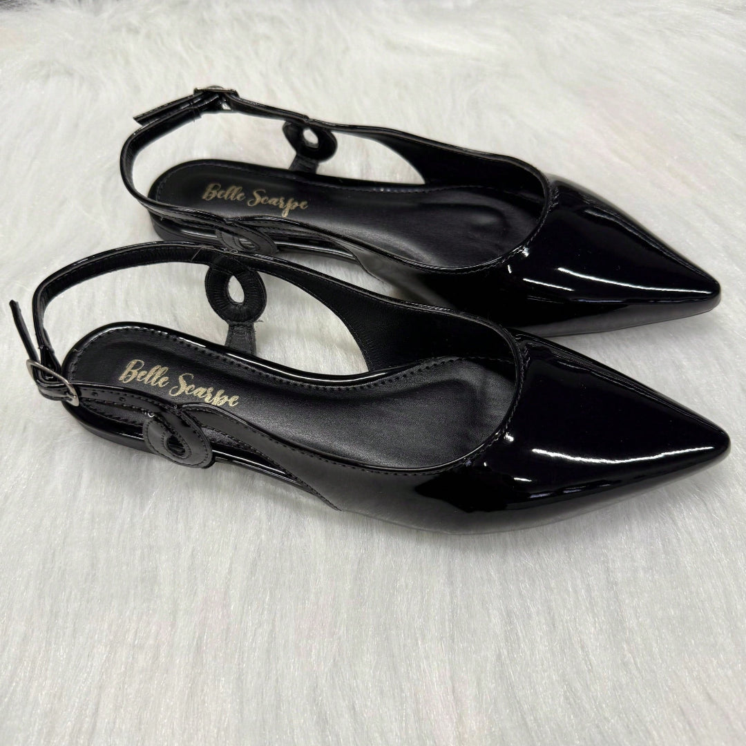 Sapatilha Feminina Slingback Bico Fino com Detalhe Lateral Preta