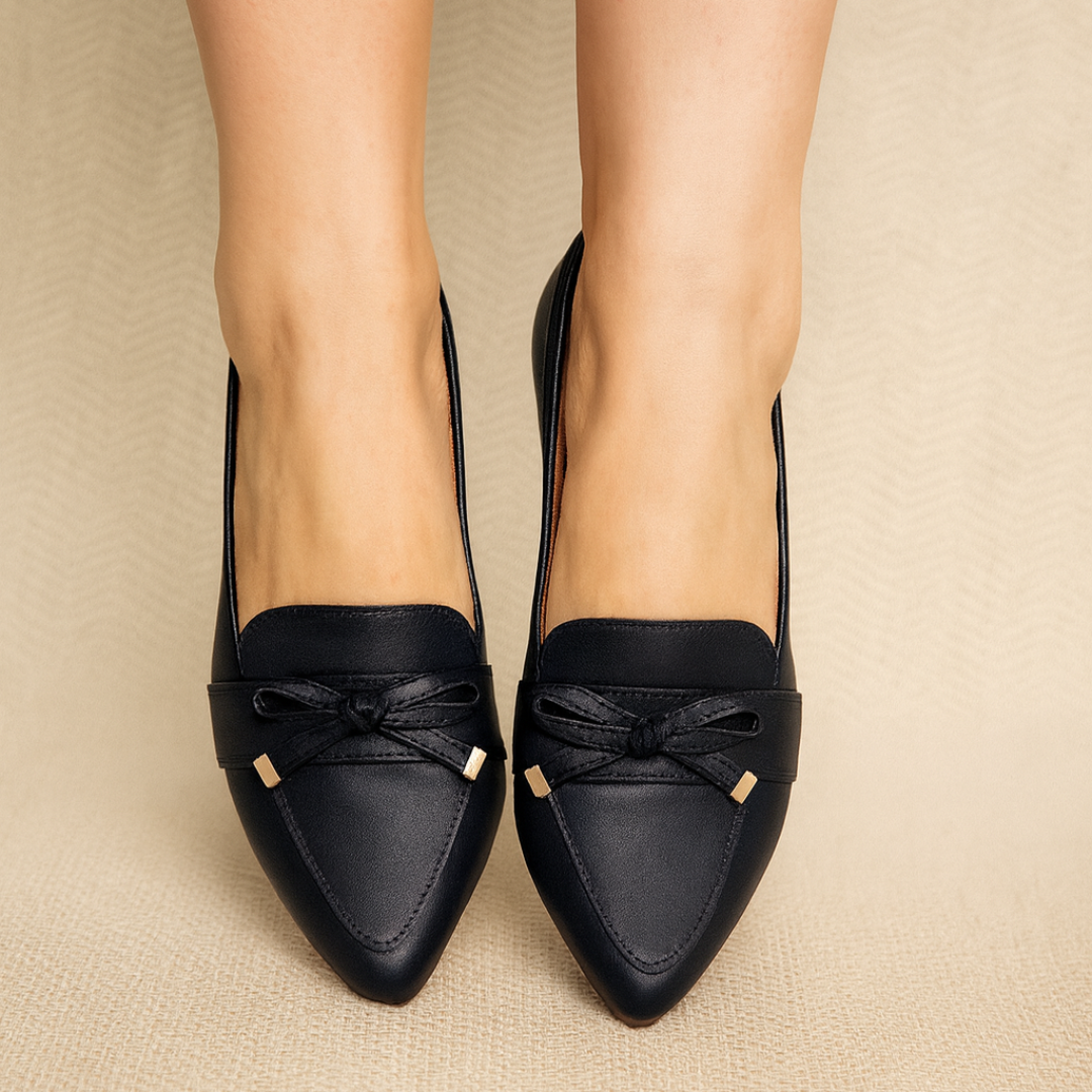 Sapatilha Mocassim Feminina Bico Fino Napa Preto