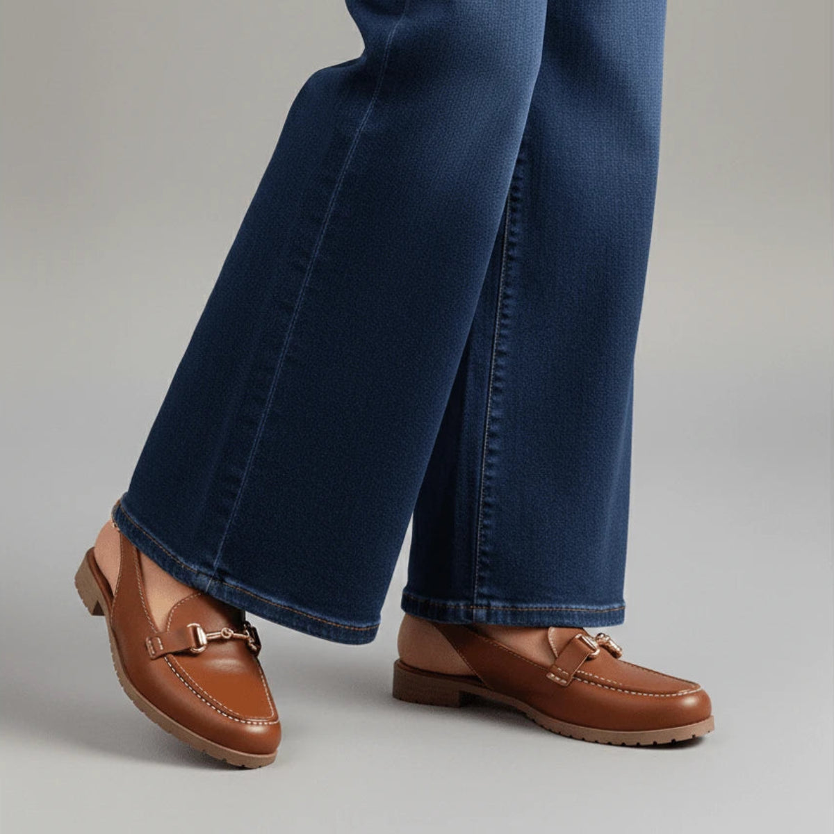 Slingback Feminino Mocassim Calcanhar Aberto Caramelo