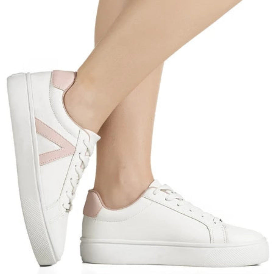 Tênis Feminino Casual Clássico Retrô Branco e Rosa
