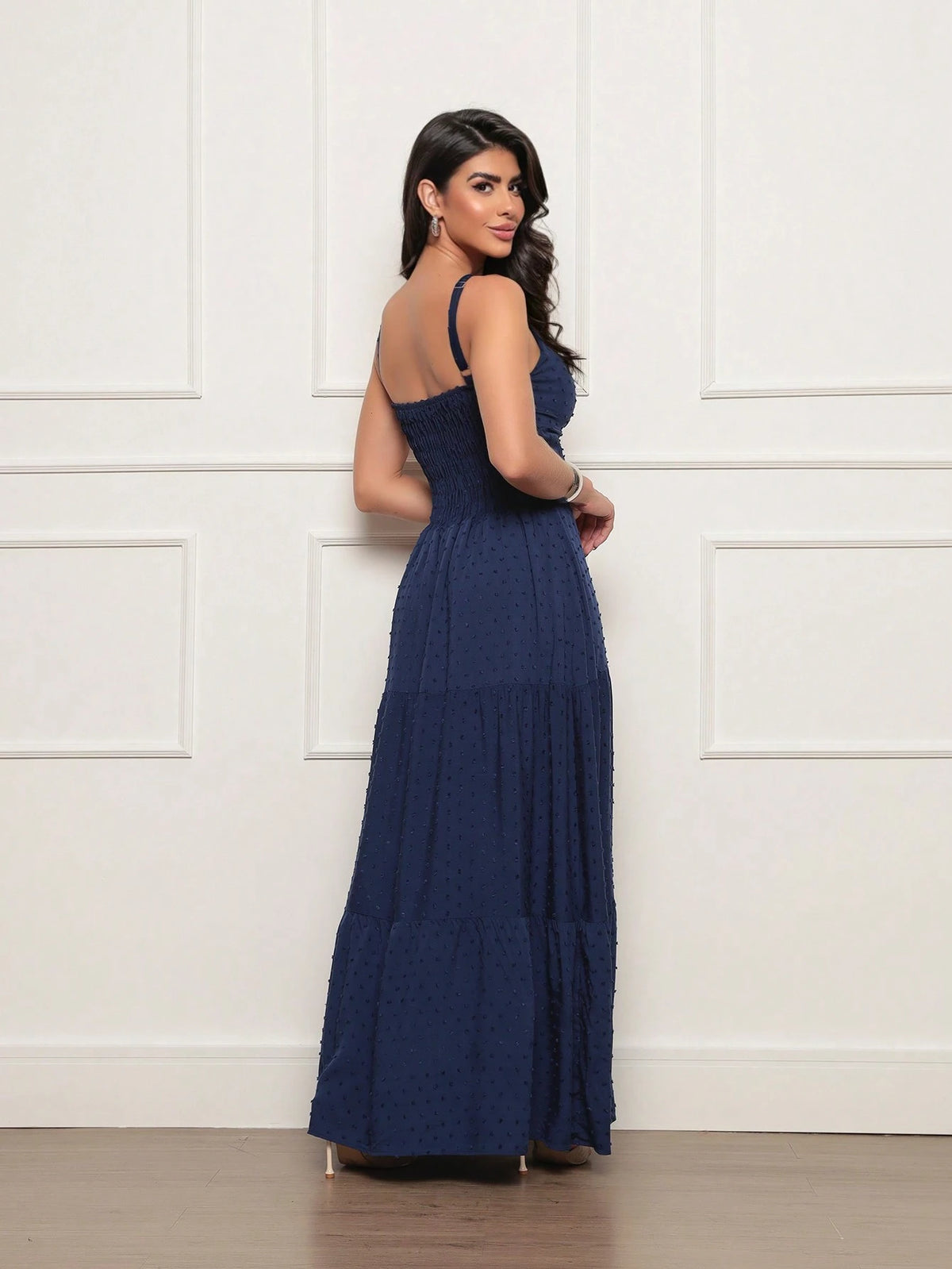 Vestido longo feminino viscolinho pipoca Azul Marinho