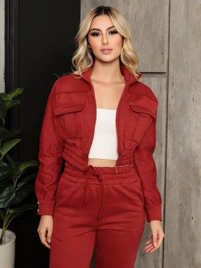 Conjunto Feminino Moletom Cropped com Calça | Look Confortável e Estiloso para o Frio