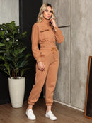 Conjunto Feminino Moletom Cropped com Calça | Look Confortável e Estiloso para o Frio