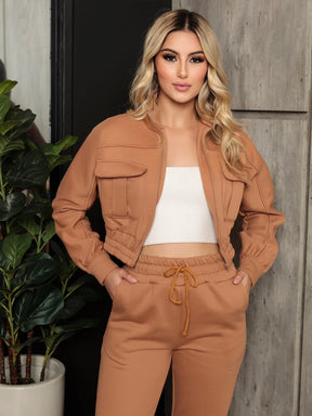 Conjunto Feminino Moletom Cropped com Calça | Look Confortável e Estiloso para o Frio
