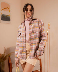 Camisa flanelada xadrez feminina com bolso