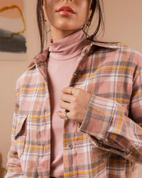 Camisa flanelada xadrez feminina com bolso