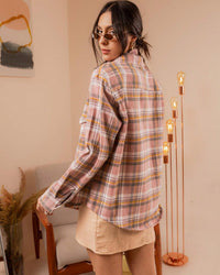 Camisa flanelada xadrez feminina com bolso