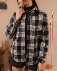 Camisa flanelada xadrez feminina com bolso