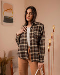 Camisa flanelada xadrez feminina com bolso