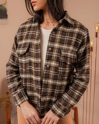 Camisa flanelada xadrez feminina com bolso