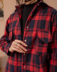 Camisa flanelada xadrez feminina com bolso