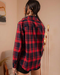 Camisa flanelada xadrez feminina com bolso