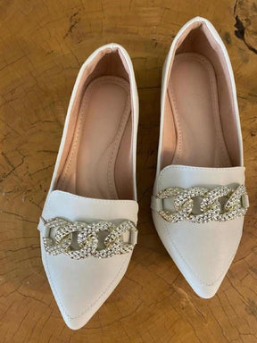 Sapatilha Feminina Confortável Luxo Elegante Sapato Feminino Mocassim Corrente