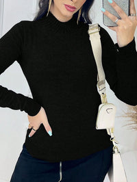 Vendedor Indicadotricot linha gola caneladinho lastano feminina blusa manga longa basica