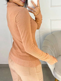 Vendedor Indicadotricot linha gola caneladinho lastano feminina blusa manga longa basica