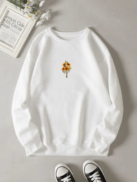 Moletom Mini Girassol Tendencia Gola Careca Fechado Flanelado Algodão e Poliéster Unissex