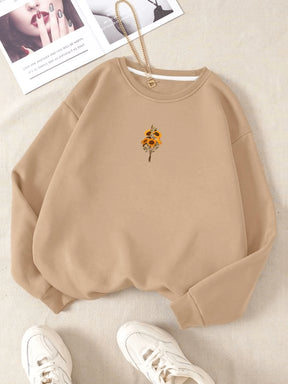 Moletom Mini Girassol Tendencia Gola Careca Fechado Flanelado Algodão e Poliéster Unissex
