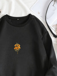 Moletom Mini Girassol Tendencia Gola Careca Fechado Flanelado Algodão e Poliéster Unissex