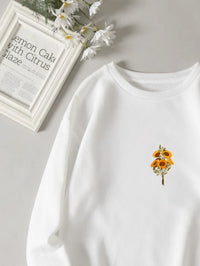 Moletom Mini Girassol Tendencia Gola Careca Fechado Flanelado Algodão e Poliéster Unissex