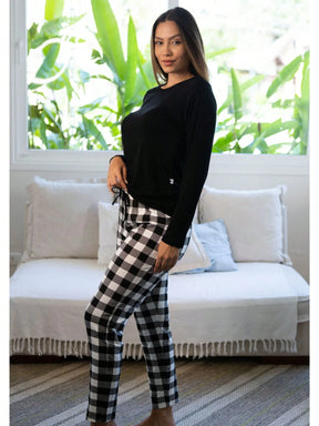 Pijama Inverno Feminino Longo Xadrez Frio Empório Do Algodão