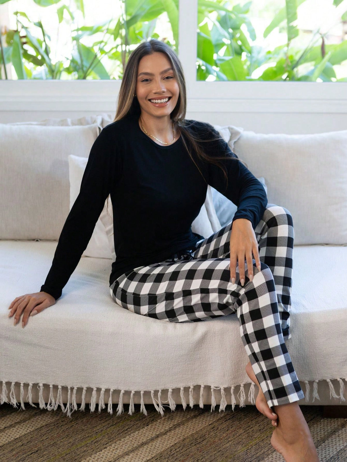 Pijama Inverno Feminino Longo Xadrez Frio Empório Do Algodão