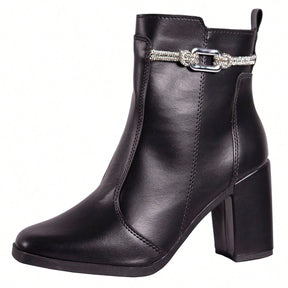 Vendedor Indicado
LAZZLU SHOES Bota Feminina Salto Bloco Grosso Cano Curto Coturno Brilho