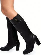 Bota Feminina Cano Longo com Salto Bloco Alto Grosso | Elegante, Moderna e Confortável