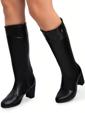 Bota Feminina Cano Longo com Salto Bloco Alto Grosso | Elegante, Moderna e Confortável