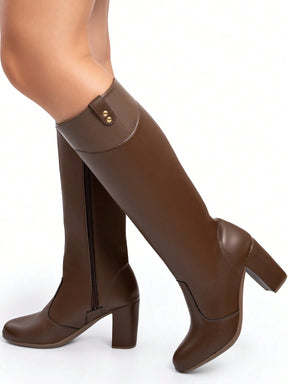 Bota Feminina Cano Longo com Salto Bloco Alto Grosso | Elegante, Moderna e Confortável