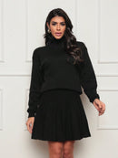 Vendedor IndicadoConjunto Tricot Modal 2 Peças Blusa gola alto com saia