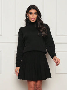 Vendedor IndicadoConjunto Tricot Modal 2 Peças Blusa gola alto com saia