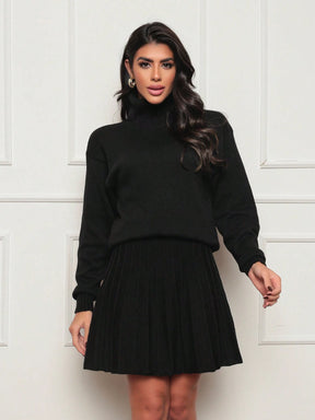 Vendedor IndicadoConjunto Tricot Modal 2 Peças Blusa gola alto com saia