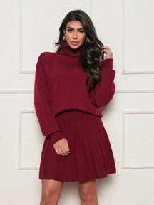 Vendedor IndicadoConjunto Tricot Modal 2 Peças Blusa gola alto com saia
