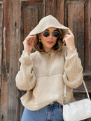 Vendedor IndicadoBlusa De Frio Feminina Tricot Com Capuz Manga Longa Touca