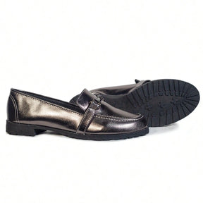 Vendedor Indicado
Mocassim Feminino Prata Velho Metalizado Sola Tratorada Baixa Clássico Atemporal Casual Loafer Sapatilha