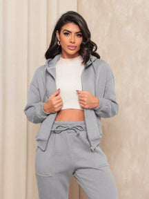 Conjunto de Moletom Com Bolso e Toca