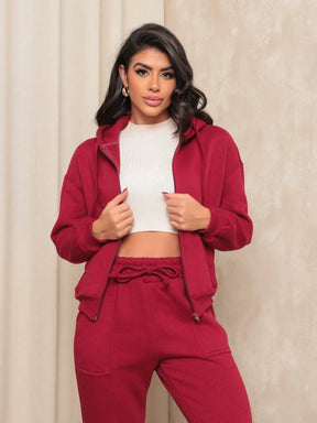 Conjunto de Moletom Com Bolso e Toca