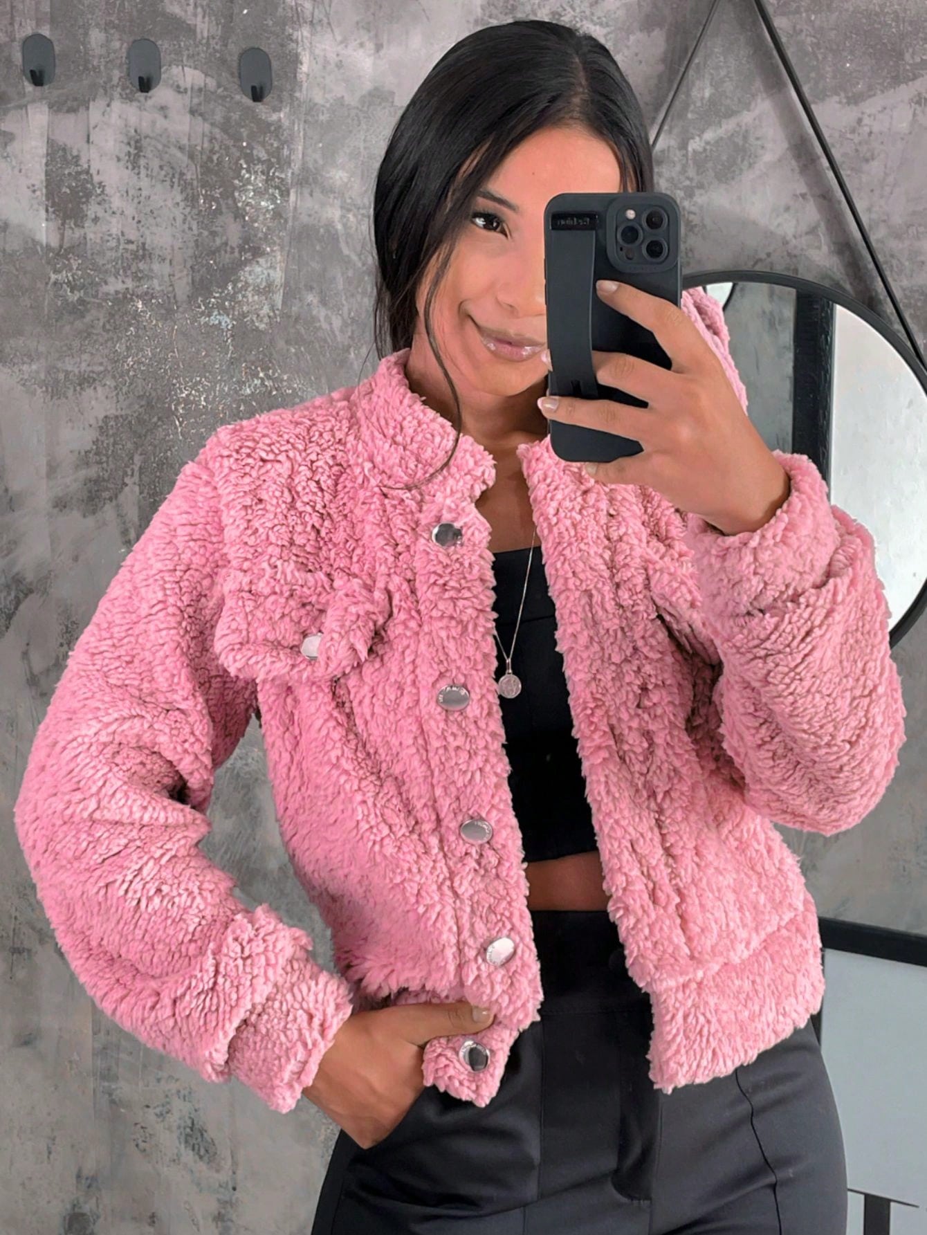 Casaco Teddy Jaqueta Curta Carneiro Com Botão inverno Moda Super Envio !!
