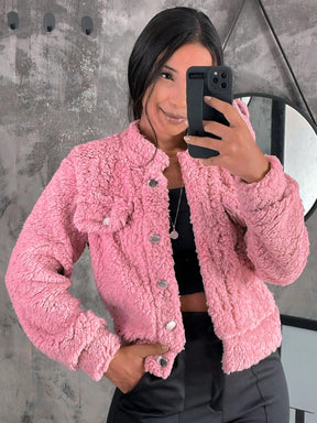 Casaco Teddy Jaqueta Curta Carneiro Com Botão inverno Moda Super Envio !!