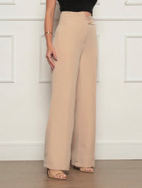 Calça pantalona social elegante moda feminina moderno com botão com bolso na frente/DD023